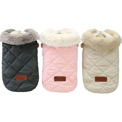 Thick Warm Cat Clothing Dog Jacket Coat Winter Long Plush Vest Hoodie Overcoat Fleece Lapel Collar Pink Deep Green Beige Apparel
