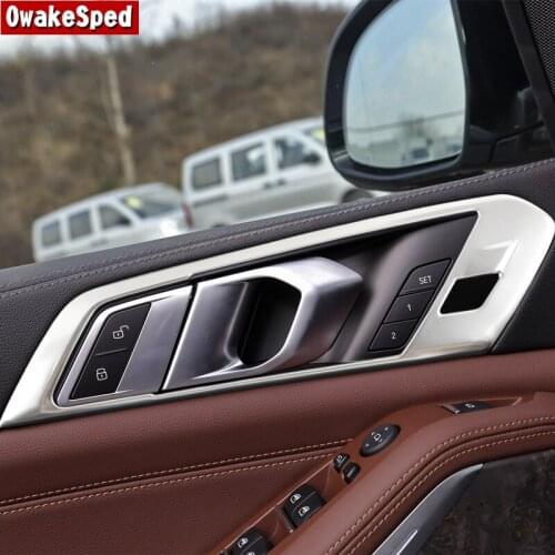 Stainless Steel Inner Door Handle Frame Decoration Cover Trim For BMW X5 G05 2019-2021 LHD Car Styling Interior Accessories