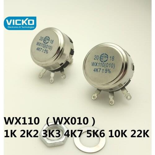 [YK] WX110 WX010 1W 1K 2K2 3K3 4K7 5K6 10K 22K single winding wirewound potentiometer switch