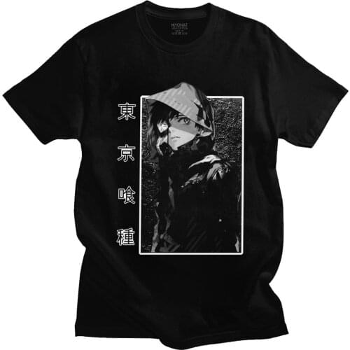 Funny Kaneki Ken T-Shirt for Men 100% Cotton Manga T Shirt Tokyo Ghoul Shirt Japanese Anime Tshirt Harajuku Tee Tops Gift Idea