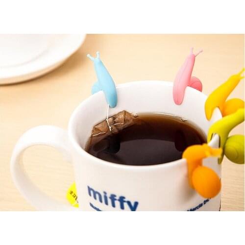 10pcs/Set Cute Snail Shape Tea Bag Clip Cup Mug Tea Infusers Strainer Clips Party Decor Random Color Silicone Tea Bag Holder