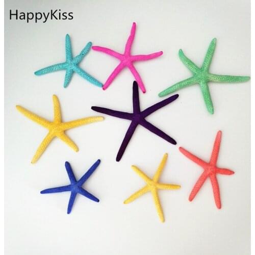 HappyKiss NEW 10pcs Beautiful Finger Starfish Beach Home Ornament Wedding Decoration mix color 6-10cm natural sea star