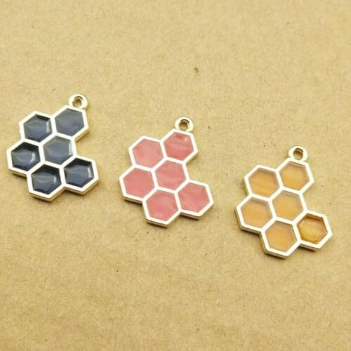 10Pcs Gold Honeycomb Pendant Blank Resin Frame Open Bezel Setting Jewelry Making