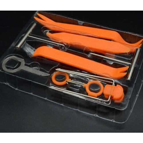 12 pcs Plastic Car Radio Door Clip Panel Trim Dash Audio Removal Open Pry Tool