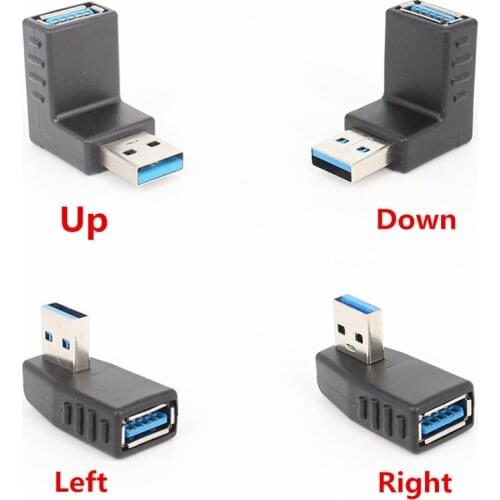 2pcs/lot 90 Degree Left/Right/Up/Down Angle USB 3.0 Type A Male to Female M/F Adapter Connector