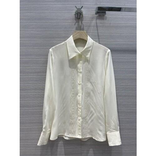 2021 New Women Blouses Autumn Fashion Shirts 100% Silk