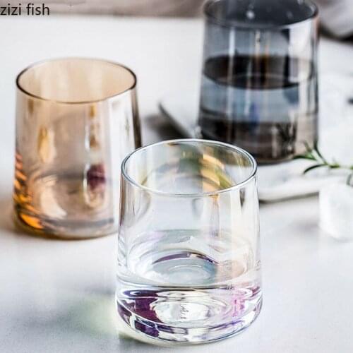 250ml Transparent Glass Cup Travel Coffee Mugs Creativity Colorful Gradient Water Mug Beer Juice Cups Drink Whiskey Glass