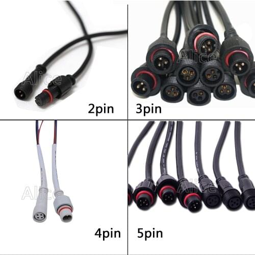 5pairs 10 pairs 2pin 3pin 4pin 5pin Connector,Male to Female Connector Waterproof Cable for LED Strips Light Flood Light