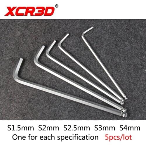 5pcs/set XCR3D 3D Printer Parts Long Ball Head Inside Hexagonal Small Wrench Hexagon Wrench DIY Machine Tool 1.5 2 2.5 3 4mm