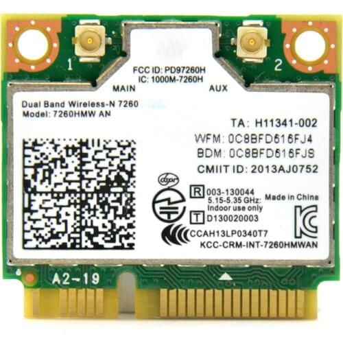 7260AN 802.11a/g/n/b Dual Band 300Mbps Mini PCI Express WiFi Adapter Bluetooth 4.0 Combo Wireless WLAN Card for Intel 7260HMW AN