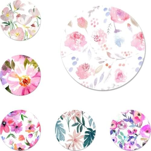 Watercolor plants with flowers Badge Brooch Pin Accessories For Clothes Backpack Decoration gift 58mm