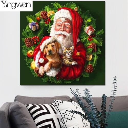 Santa Claus Diamond Painting DIY Garland Dog Full Diamond Embroidery Picture Craft Cartoon Decor Gift Christmas Hanging Painting