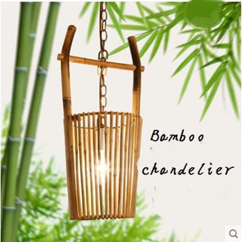 Chinese style bamboo pendant lights lanterns Southeast Asian restaurant living room tea room bamboo lights barrel pendant lamp
