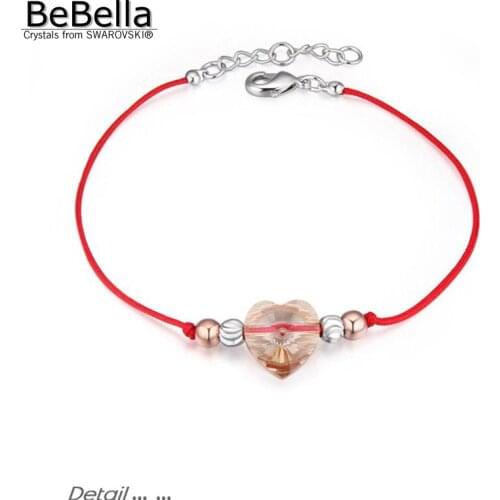BeBella romantic heart rope chain crystal bracelet made with Austrian Crystals from Swarovski for girls Christmas gift