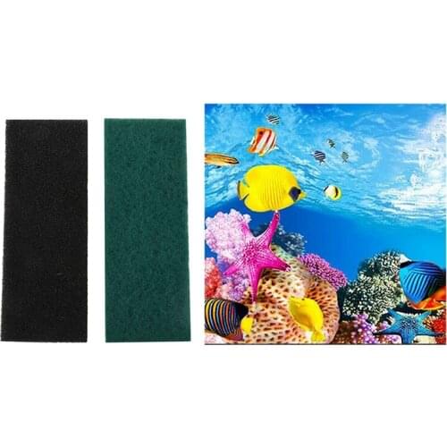 2 Pcs Aquarium Bio Biochemical Sponge Filter & 1 Pcs Aquarium Background Paper HD Picture (40 X 82cm)