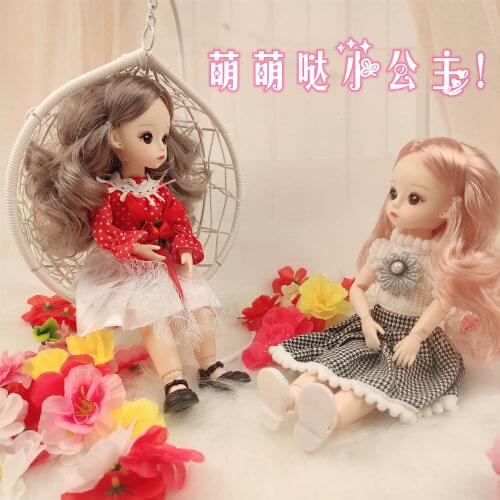 BJD 30CM Doll Movable Joints Casual Fashion Princess Clothes Suit Accessories Nude Decoration Multicolor Hair Girl Gift Toy