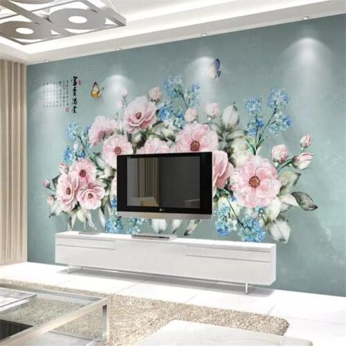 Wellyu Customized large wallpaper 3d HD обои hand-painted rich full house floral butterfly background wall painting 3d wallpaper