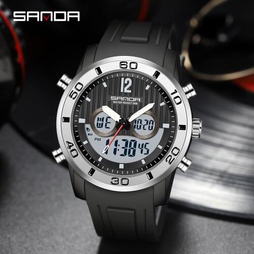 SANDA 2021 Fashion Men Watches Top Brand Luxury Male Quartz Watch 50M Waterproof Sport Digital Wristwatch Relogio Masculino 3106