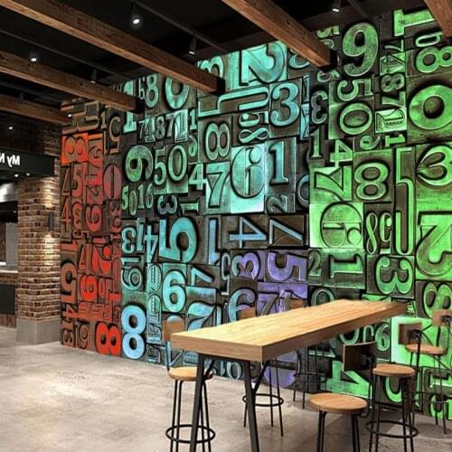 Custom mural 3D Stereo Mural Bar KTV Tooling Background Wallpaper Color Metal Letter Decorative painting