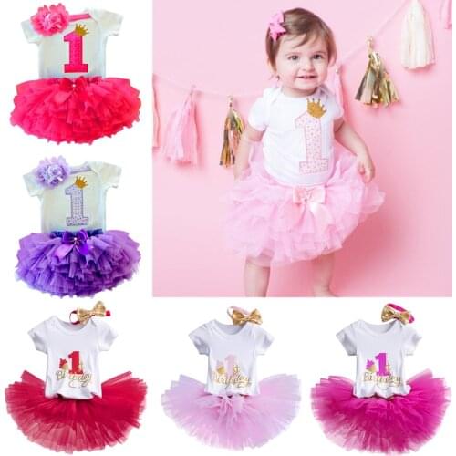 Cotton Baby Girls Clothes 1 Year 1st Birthday Dress Party Dresses For Girl Toddler Kids Baptism Gown Tutu Outfits with Headband