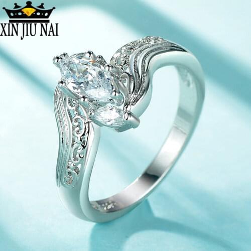 Sparkling Marquise Cut Solitaire Ring S925 Silver Wedding Engagement Bridal Anniversary Bridal Band Ring Size 6-10