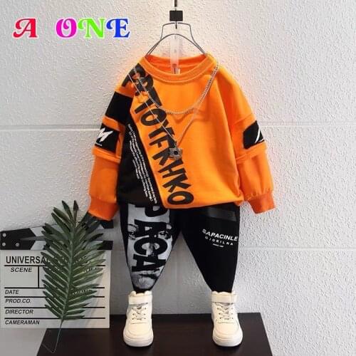 Boys Spring Autumn sweatshirts set clothes baby outfits children clothing hoodies + pants 2 pcs set fashion letter Streetwear