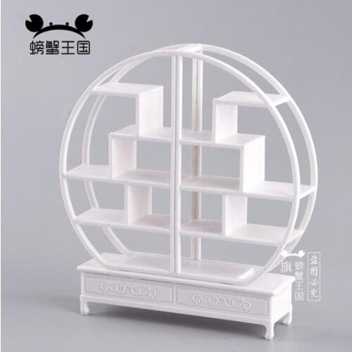 2pcs 1:20 Dollhouse mini Furniture Miniature Doll White accessories Chinese Style Plastic Ancient Round Shelf