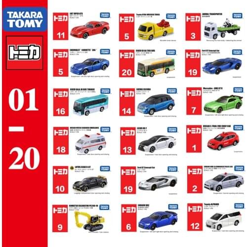 Takara Tomy Tomica No.1-No.20 Cars Hot Pop 1:64 Kids Toys Motor Vehicle Diecast Metal Model
