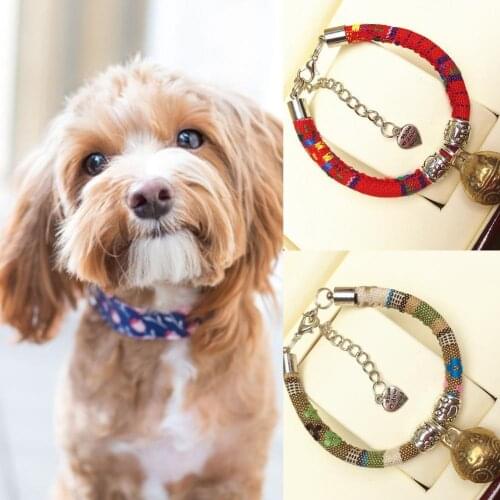 Nylon Pet Collar with Bell Adjustable Metal Buckle Fashion Dog Neck Collar Easy to Match Wear-Resistant Necklace for Daily Wear
