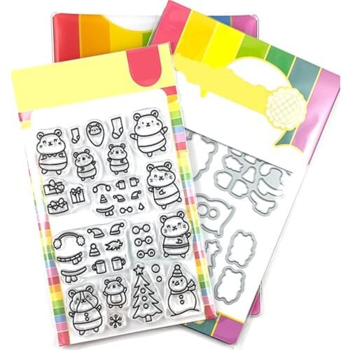 2021 New Christmas Animal Mouse Clear Stamps and Metal Cutting Dies Sets For DIY Craft Making Paper Greeting Card Scrapbooking