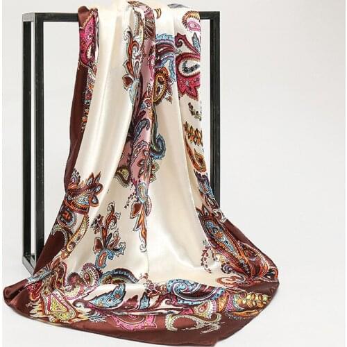 New Classical Printed Waist Flower Silk Scarf 90 Square Scarf Spring/Summer Cashew Scarf Shopee Hot Style Four Seasons Other
