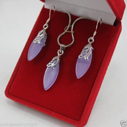 Wholesale price 16new ^^^^Jewelry Color stone Purple Pendant Earring sets