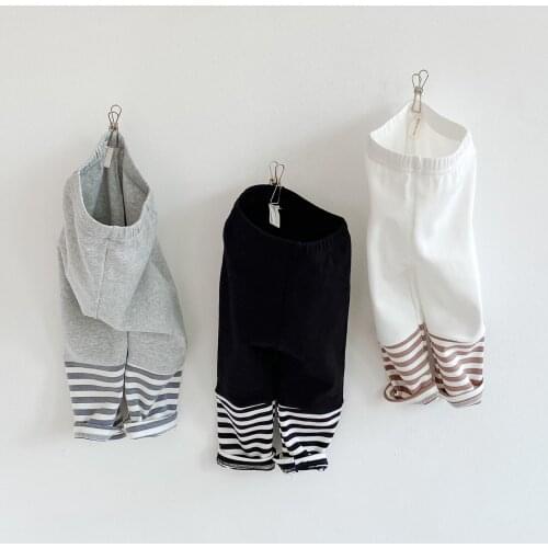 Autumn New Baby Girls and Boys Stitching Color Cotton Leggings