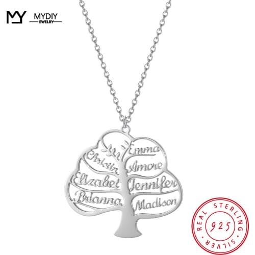 925 Sterling Silver Family Tree Custom Name Necklace Fashion Chain Necklaces Custom Name for Women Jewelry Send Family MYDIY