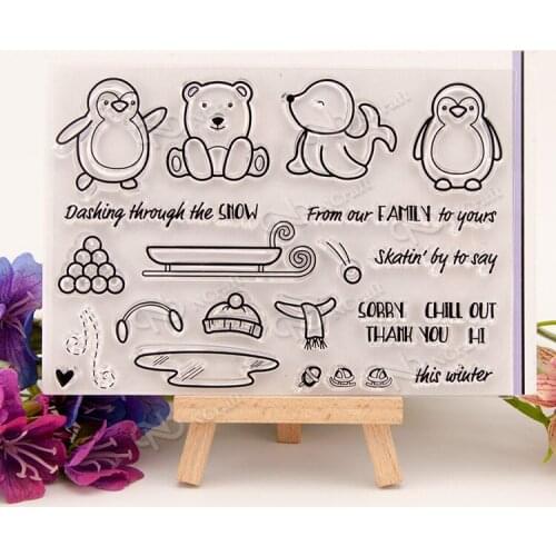 Penguins / sleds Transparent Clear Silicone Stamp/Seal for DIY scrapbooking/photo album Decorative clear stamp sheets