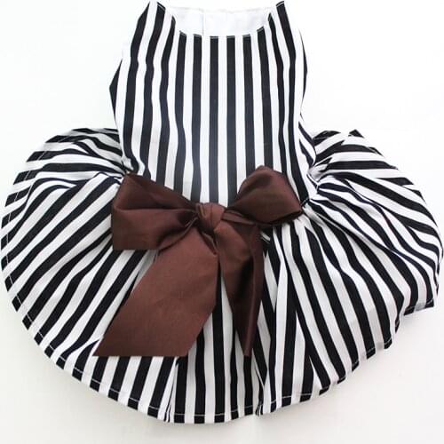 Girl Dog Pet Striped&Bow Dress Tutu Cat Puppy Shirt Skirt Dresses Summer Clothes 2 Colours