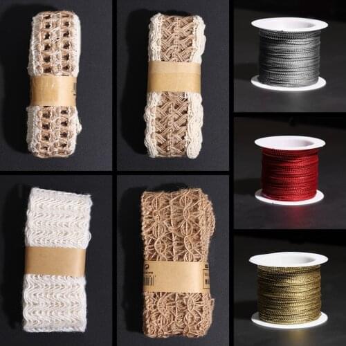 Hemp rope woven belt clothing accessories Gold thread Silver thread shoes and hats clothing Lace Festival decoration DIY Ribbon