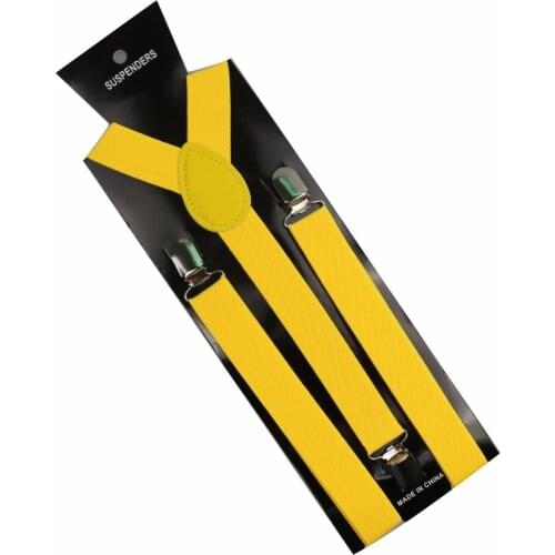 Winfox 1 Inch Wide Black Red Yellow Y-Back Clip On Women Men Suspenders Braces