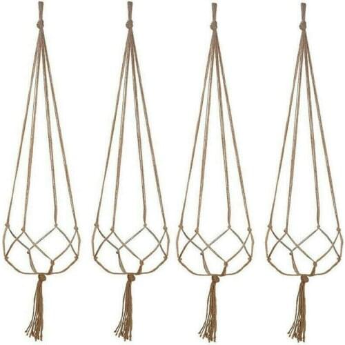 4pcs Hanging Basket Flower Pot Holder Macrame Decoration Plant Hanger Rope Garden Supplies Fit For Flower Pots 20cm