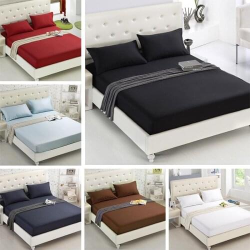 20 Fitted Sheet Mattress Cover Solid Color Sanding Bedding Linens Bed Sheets With Elastic Band Double Queen Size Bedsheet