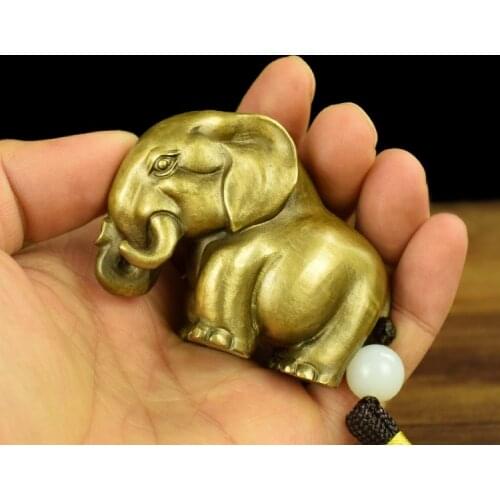 Regulating spirit GOOD LUCK mascot Success BRASS elephant hand pieces Talisman bless safe healthy bring Fortune money Good luck