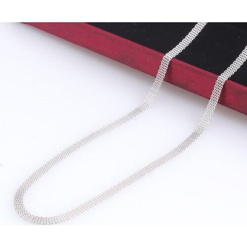 Width 3mm length 45cm silver colory flat net chains 316L Stainless steel Necklace for men women jewelry wholesale