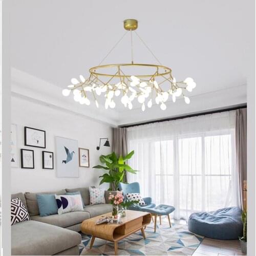 LED Modern circle chandelier firefly round glass chandelier lighting stylish tree branch decorative hanging pendant firefly cha