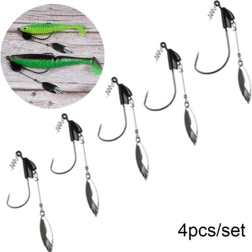 4pcs Weighted Fishing Hooks with Locks 525g 6g 65g78g 94g Jig Head Hook Spinning Blade Wide Crank Fishhooks