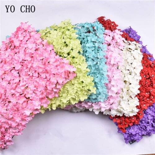 YO CHO Road Cited Flowers Wall Arrangement Wedding Artificial Silk Hydrangea Flower Row Decor Romantic Custom DIY Backdrop