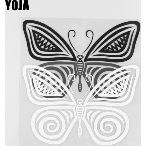 YOJA 16.3×11CM Fashion Butterfly Cartoon Animals Vinyl Decal Car Stickers Black/Silver 19C-0216
