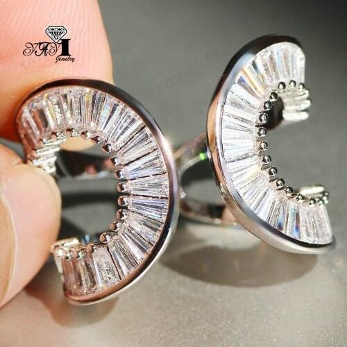 YaYI Jewelry Fashion Princess Cut Prong Setting White Cubic Zirconia Silver Color Engagement Wedding Party Gift Adjustable Rings