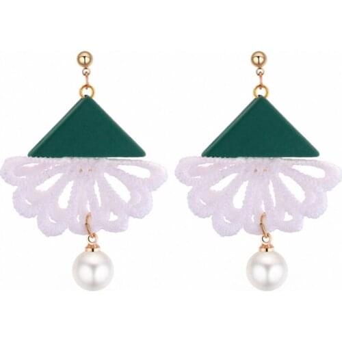 TONGKWOK Bohemia Exaggeration Dangle Earrings For Women Acrylic Tassel Flower Long Chandelier Earrings #131368