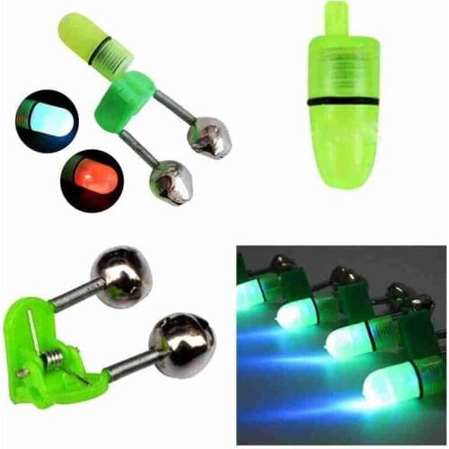 10pcs Led Night Fishing Rod Bite Bait Alarm Light Twin Bells Clip Alerter Lightweight Durable Outdoor Portable Camping Equitment