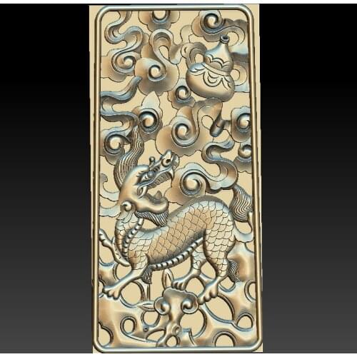 3d STL relief digital file -Kirin Beast STL Model for CNC Router Aspire Artcam 3D Printer Carving Engraver Bas Relief